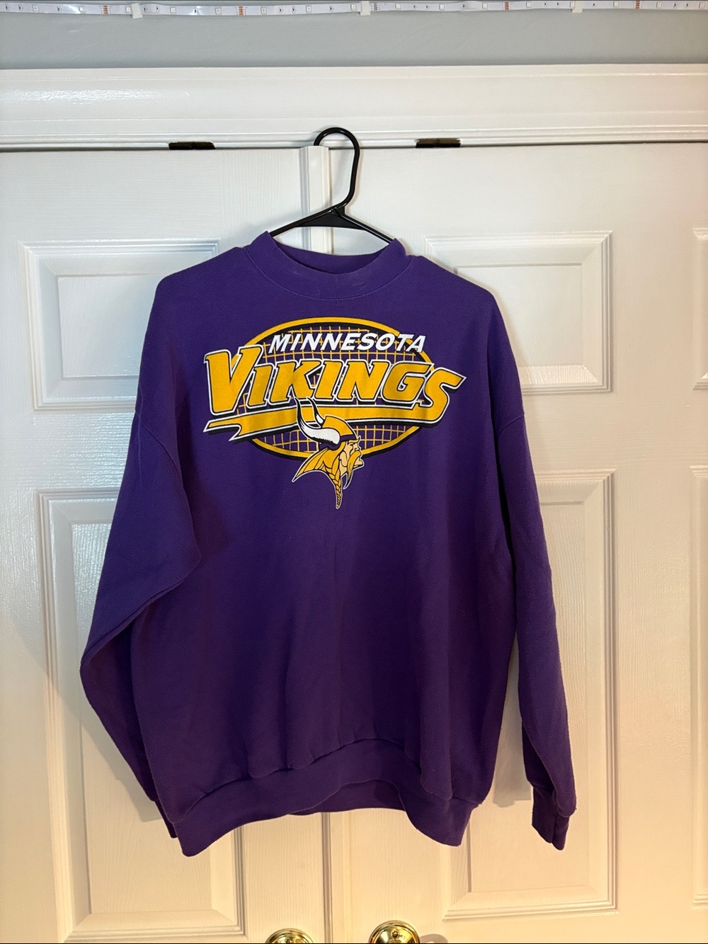 Vintage LOGO 7 Minnesota Vikings Purple and Gold Crewneck Sweatshirt
